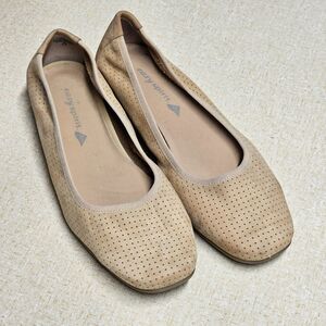 Easy Spirit Leather Ballet Flats Size 6 Wide Beige Comfort Office Casual